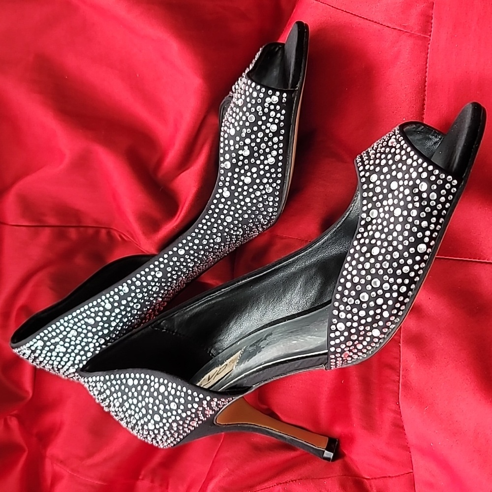 RSVP 9.5 glam rhinestone high heel peep toe glitz - Picture 5 of 6